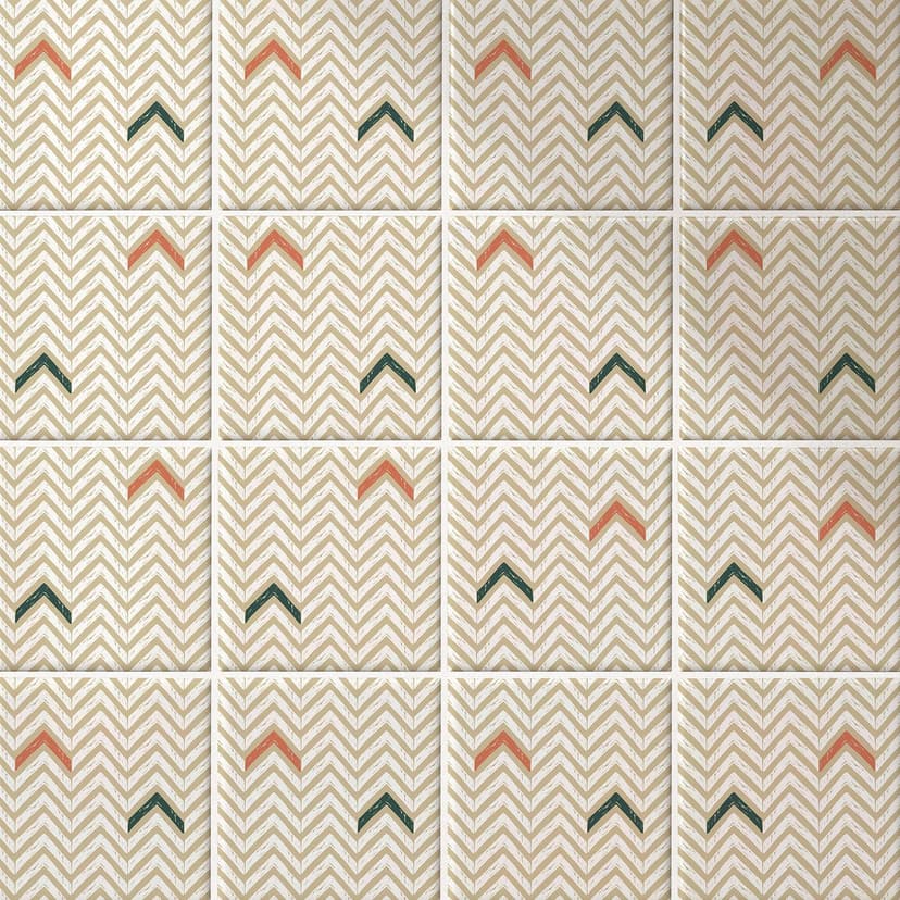 Azulejos Adhesivos Boho - espiga capuchino rojo-marrón - lote de 12