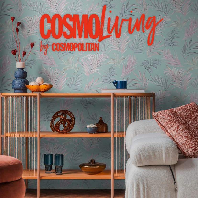 Papel pintado floral COSMOPOLITAN rosa turquesa - Papel pintado no tejido con hojas salón