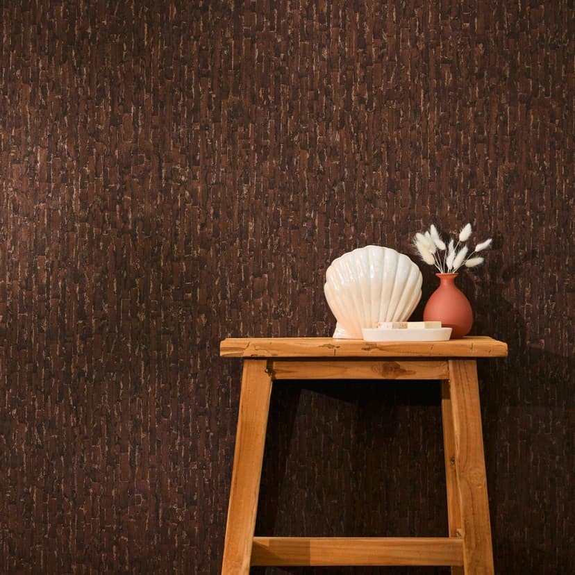 Papel pintado texturado con efecto 3D cobre marrón - Papel pintado no tejido noble