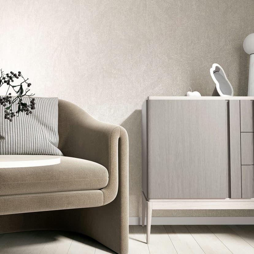 Papel pintado no tejido textura yeso aspecto liso mate en beige