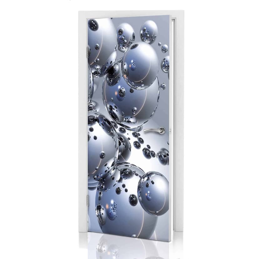 Diseño de la puerta: esferas plateadas en 3D