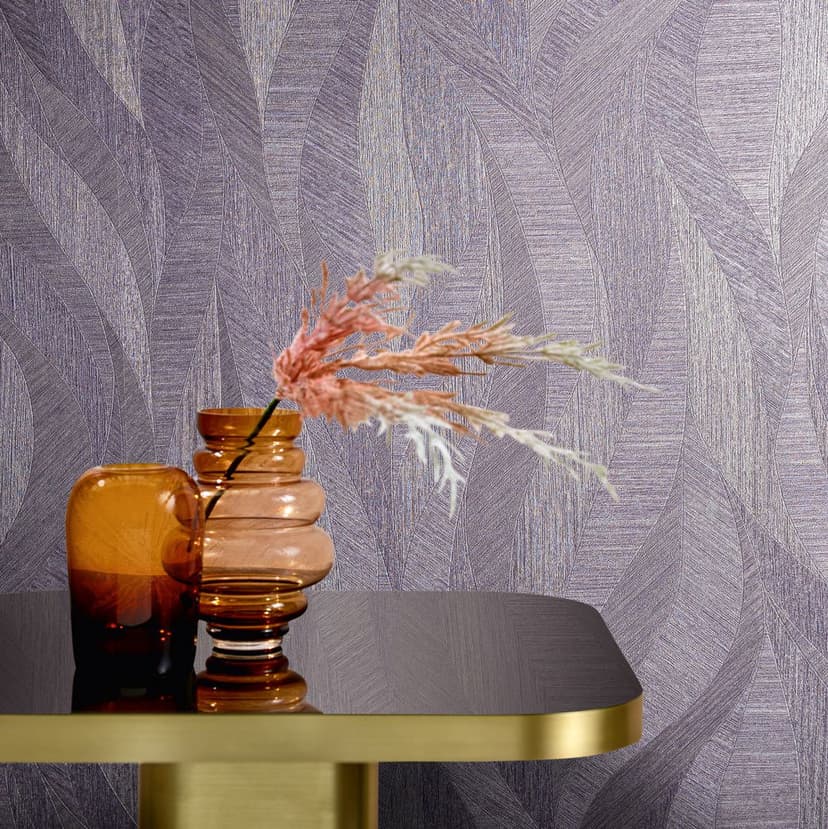 Papel pintado no tejido de aspecto ondulado artístico y ondulado morado