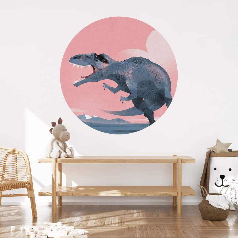 Vinilo decorativo Dinosaurio - Giganotosaurus Redondo - Marrón