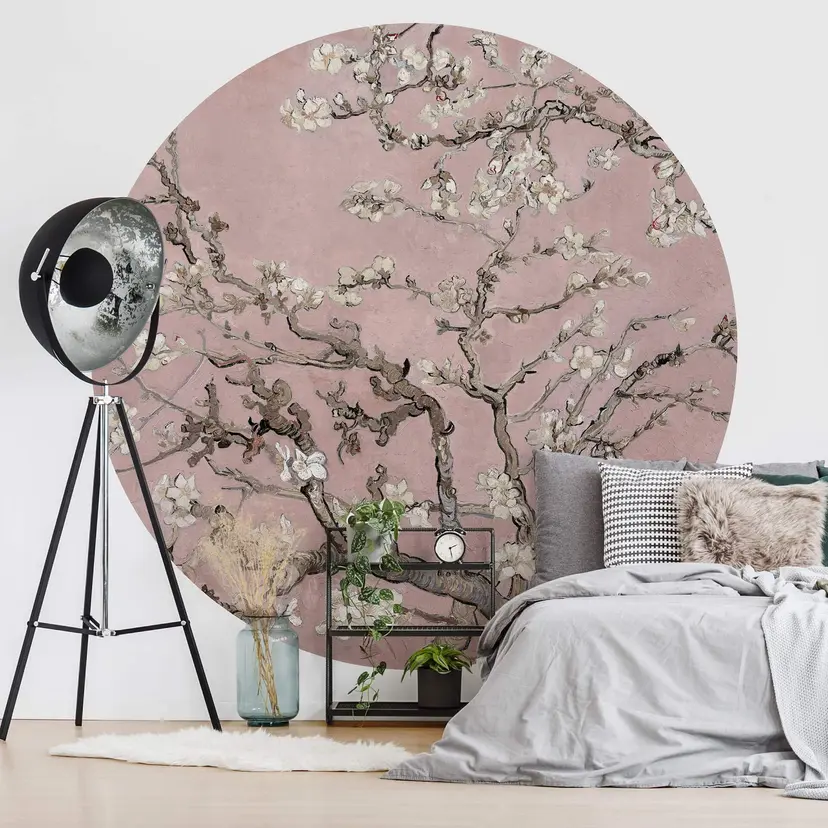 Fotomural van Gogh - Rosa en flor de almendro - Redondo - Papel pintado autoadhesivo/no tejido