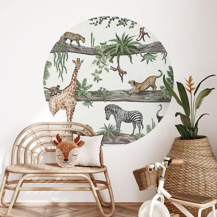 Vinilo decorativo Animales africanos en la jungla - Kikki Belle - Redondo