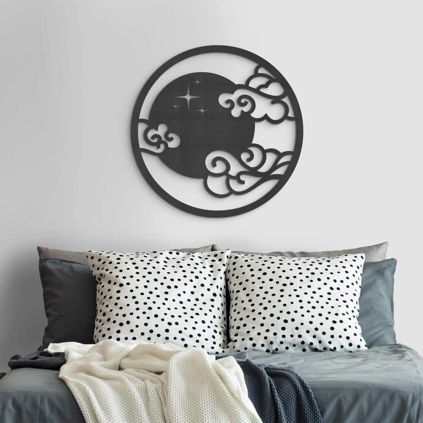 MDF - Decoración en madera - Luna con nubes - Redondo