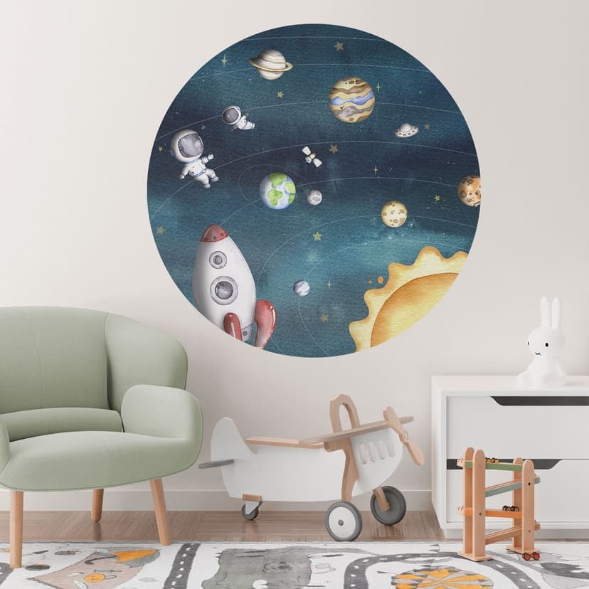 Vinilo decorativo aventura espacial con astronautas - Oliver Robins - Redondo