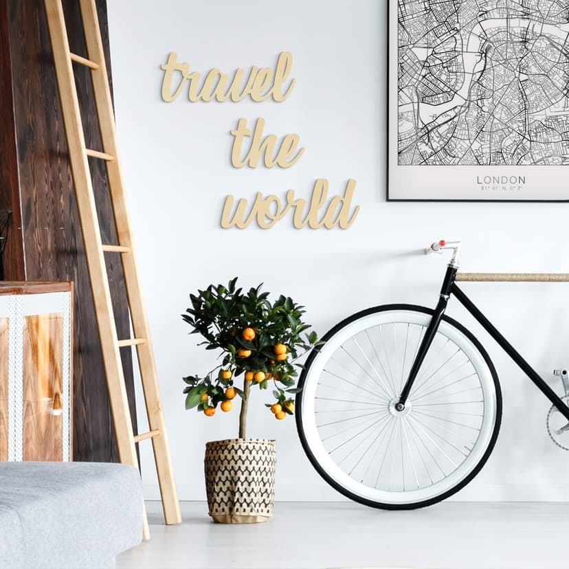 Letras de madera chopo Viajar por el mundo