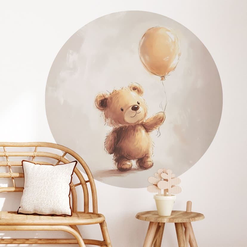 Vinilo decorativo para habitación de bebé Osito de peluche con globo - Magnusson - Redondo