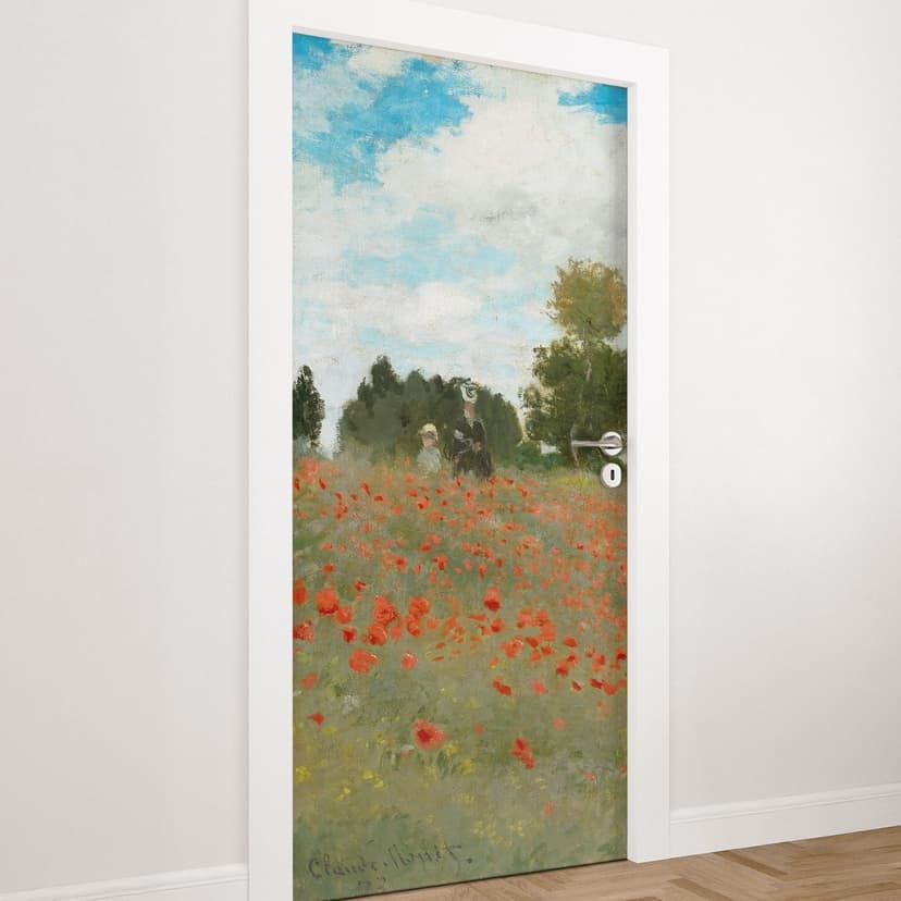 Vinilo para puerta Campo de amapolas cerca de Argenteuil - Monet - Decoración autoadhesiva para puer