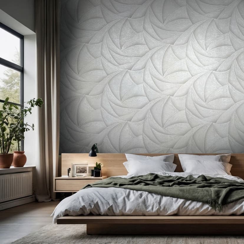 Papel pintado no tejido en gris, beige ondas de aspecto 3D gráfico moderno