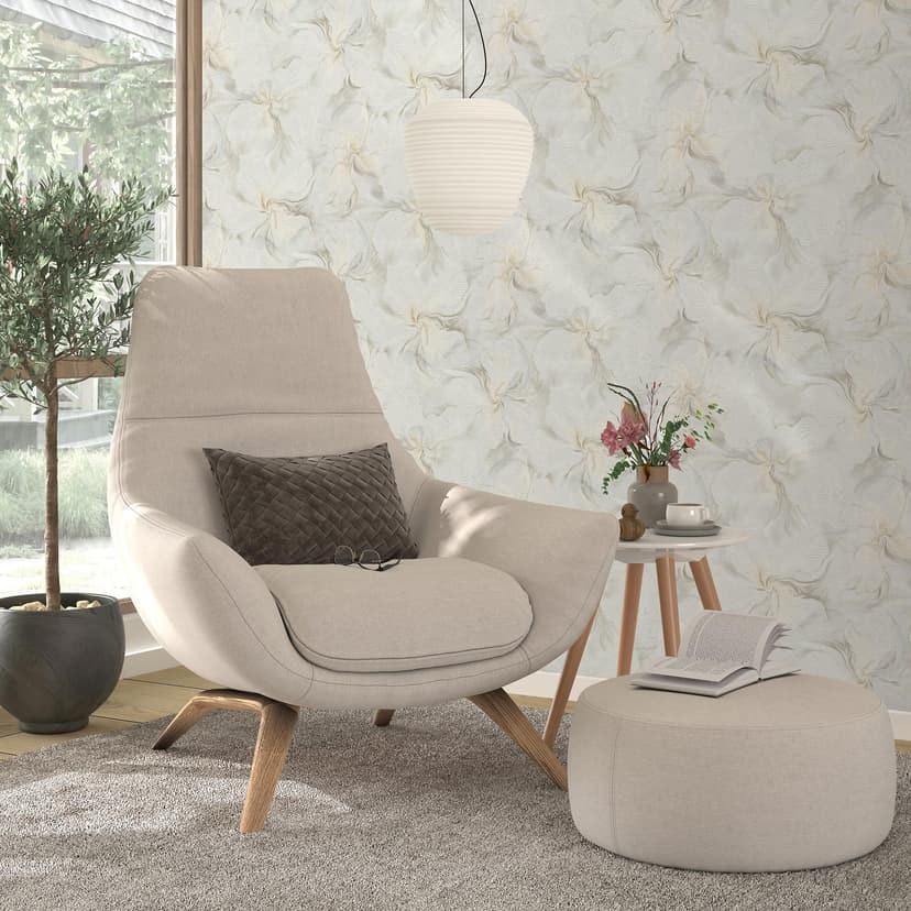 Papel pintado no tejido, Papel pintado motivo floral Aurora crema