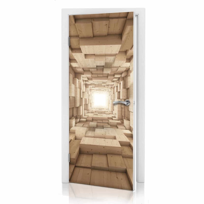 túnel de madera con diseño de puerta 3D
