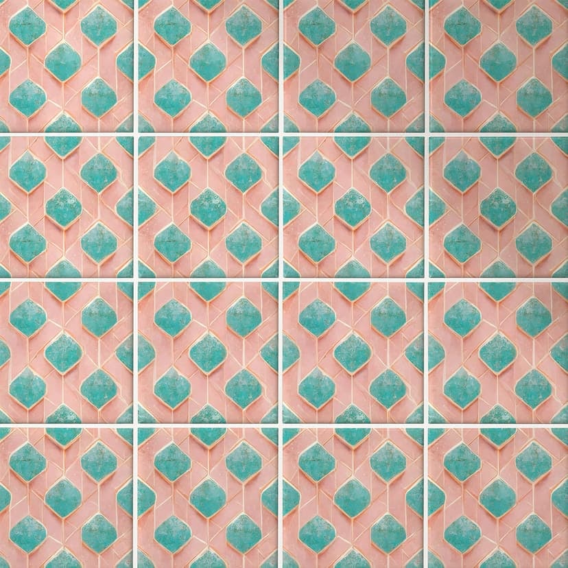 Azulejos Adhesivos rombos turquesa rosa - Treechild - lote de 12