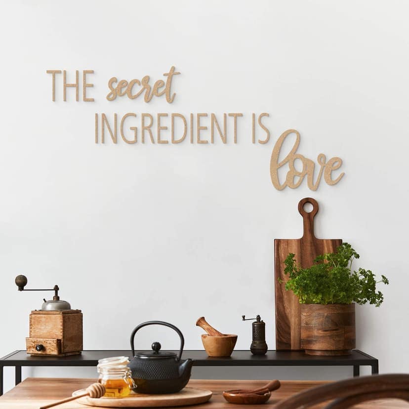 Lema de cocina El ingrediente secreto es el amor - MDF nature