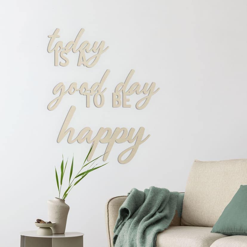 letra de madera 3D Today is a good day to be happy - Álamo
