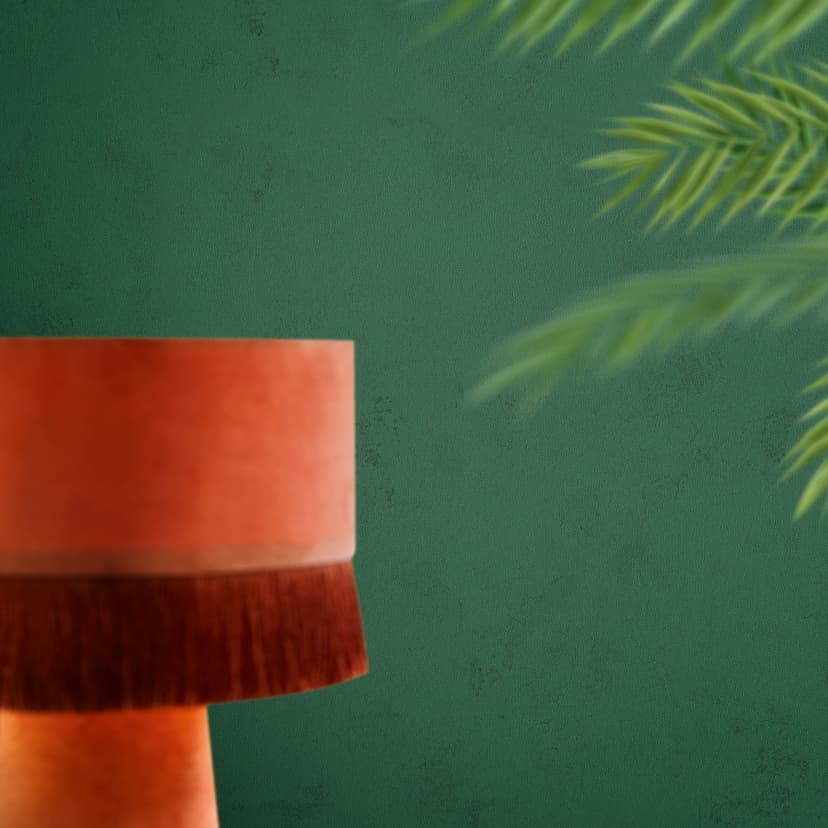 Papel pintado no tejido con textura verde de aspecto escayolado moderno