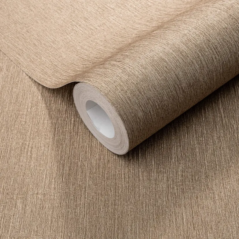 Papel pintado no tejido con textura longitudinal fina en marrón