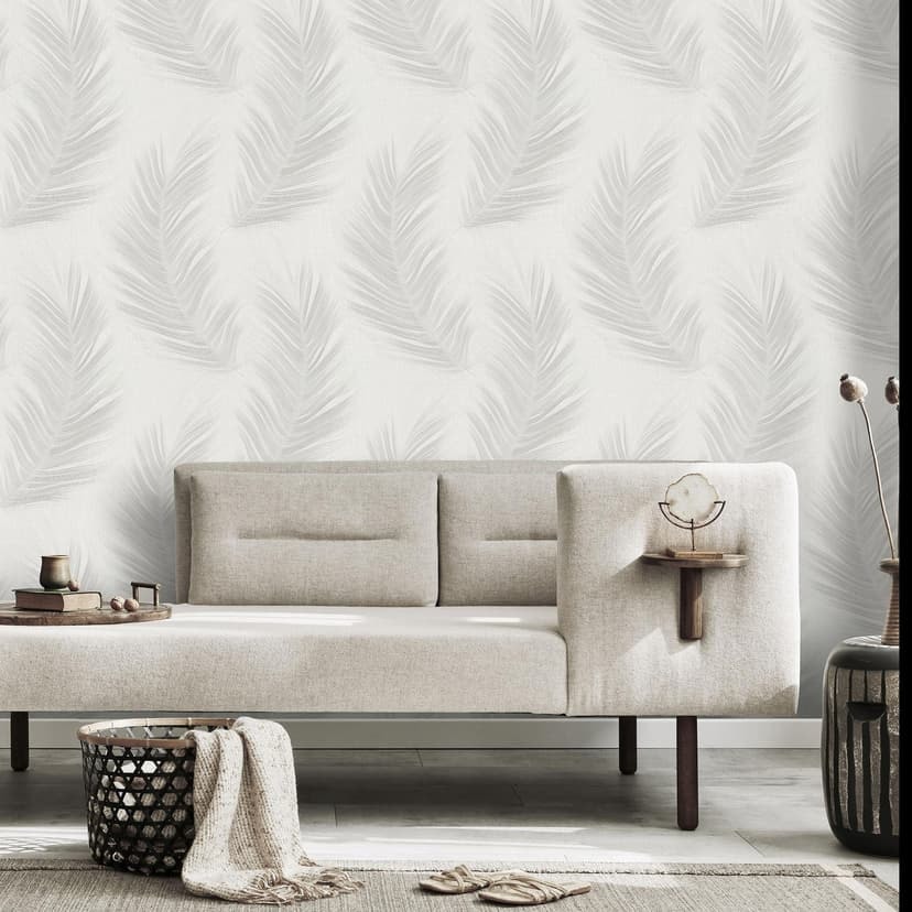 Papel pintado no tejido, papel pintado motivo hoja Aurora gris
