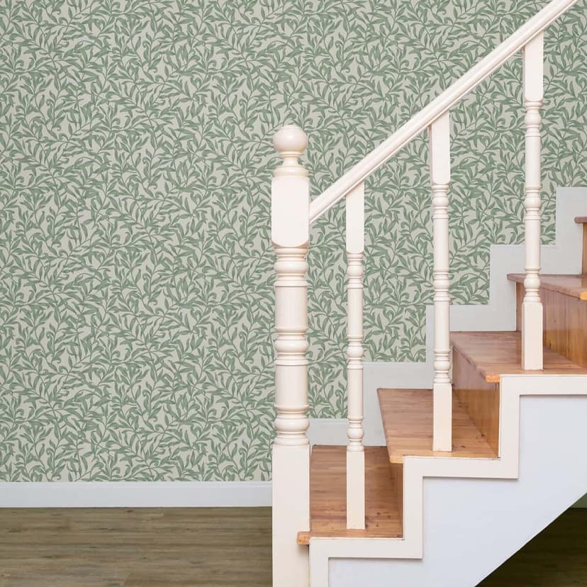Papel pintado no tejido hojas, motivo hoja naturaleza floral en verde