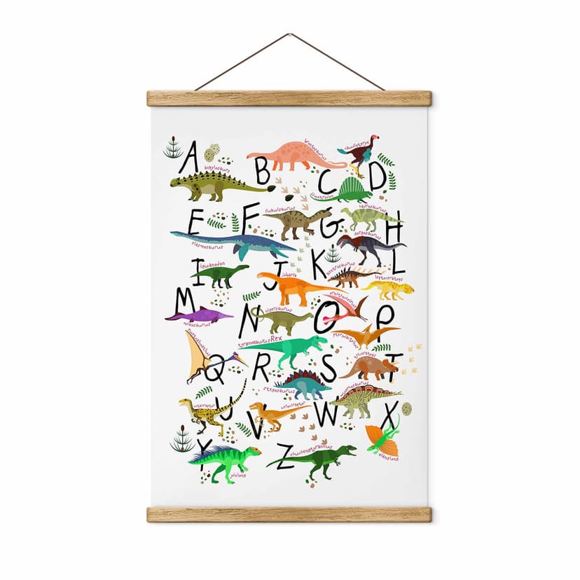 Póster de tela alfabeto dinosaurio