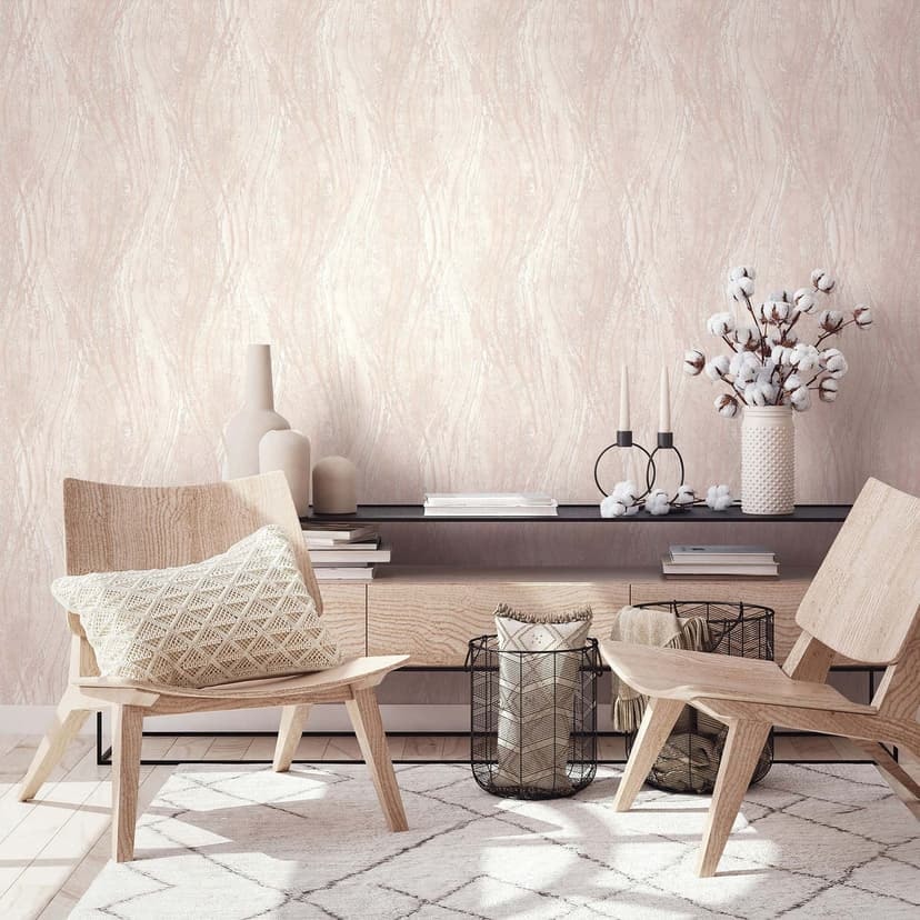 Papel pintado no tejido hormigón, ondas gráfico moderno en beige
