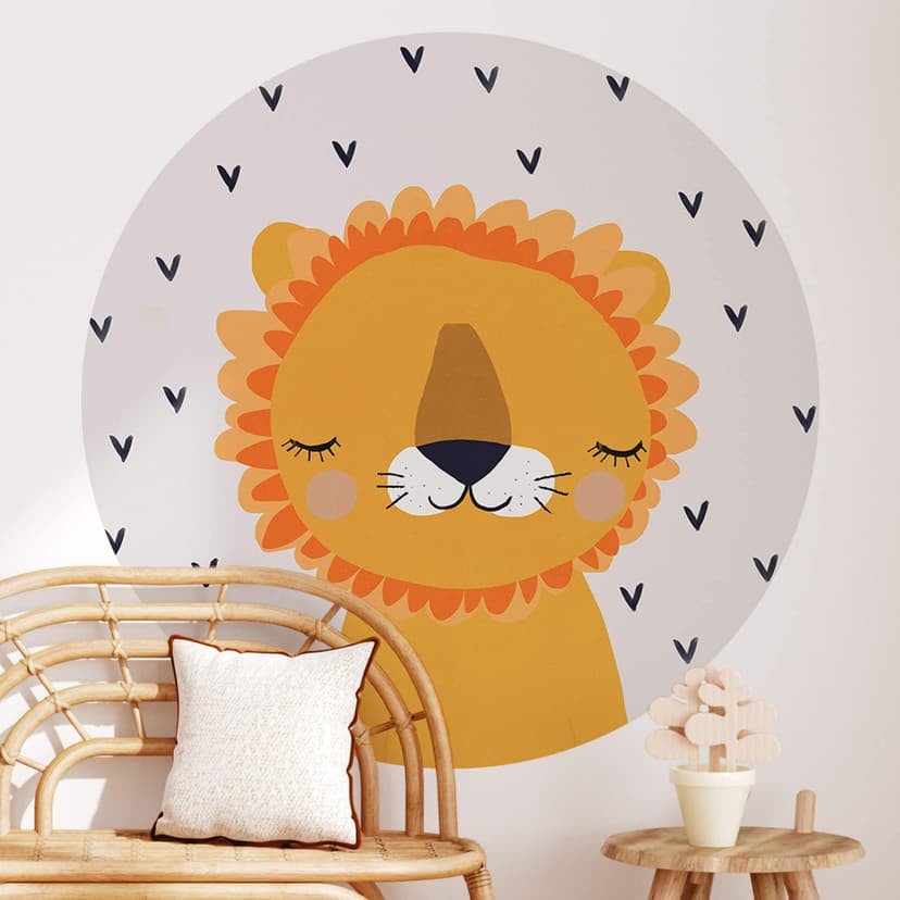 Vinilo decorativo Treechild - Pequeño león - Redondo
