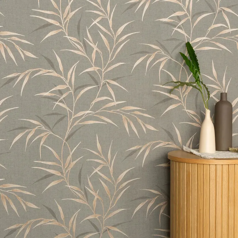 Papel pintado Guido Maria Kretschmer motivo hoja Yamato Fashion para pared 5 marrón
