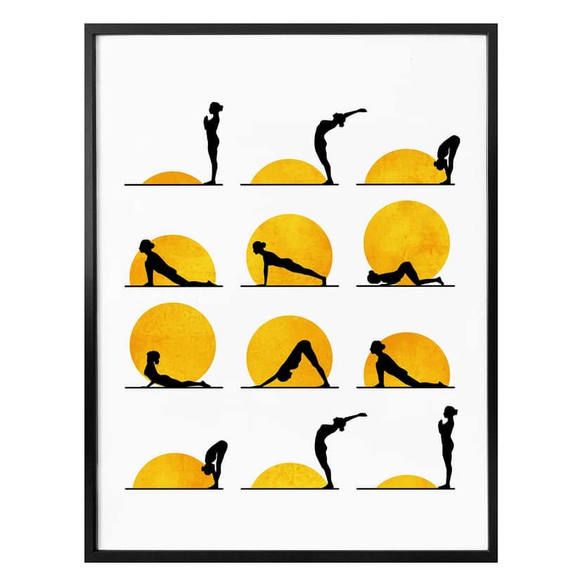 Póster Kubistika - Yoga El Saludo al Sol