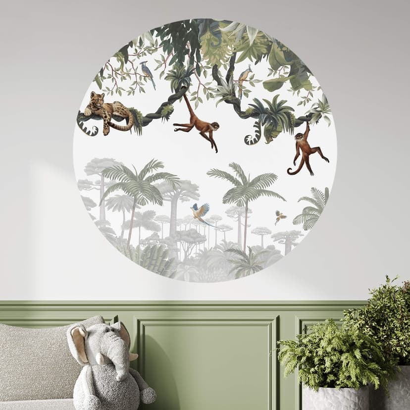 Vinilo decorativo para habitación infantil Kikki Belle - Cheeky monkeys - Round