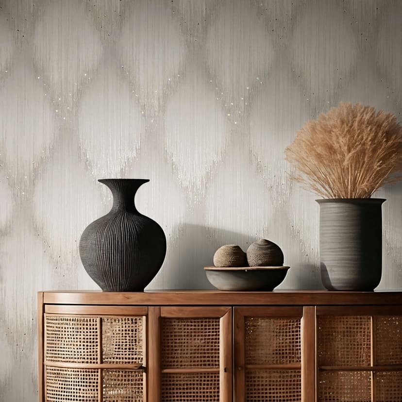 Papel pintado no tejido rayas moderno en beige