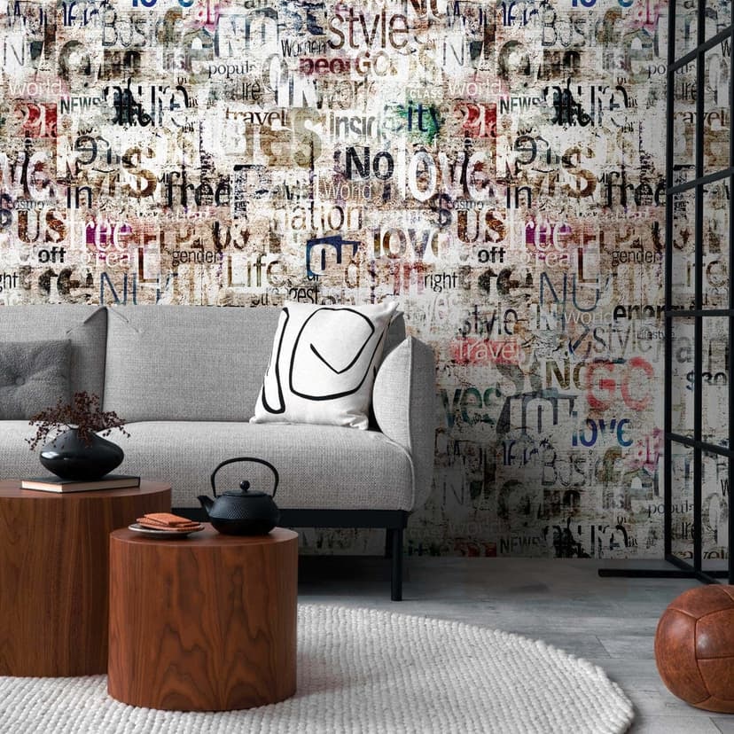 Fotomural tipografia en estilo vintage - papel pintado tejido-no tejido word art - papel pintado salon moderno