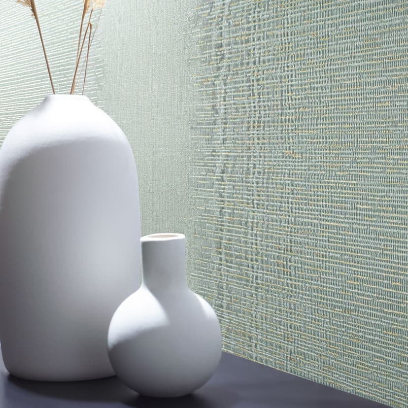 Papel pintado no tejido con rayas y finas líneas textura verde