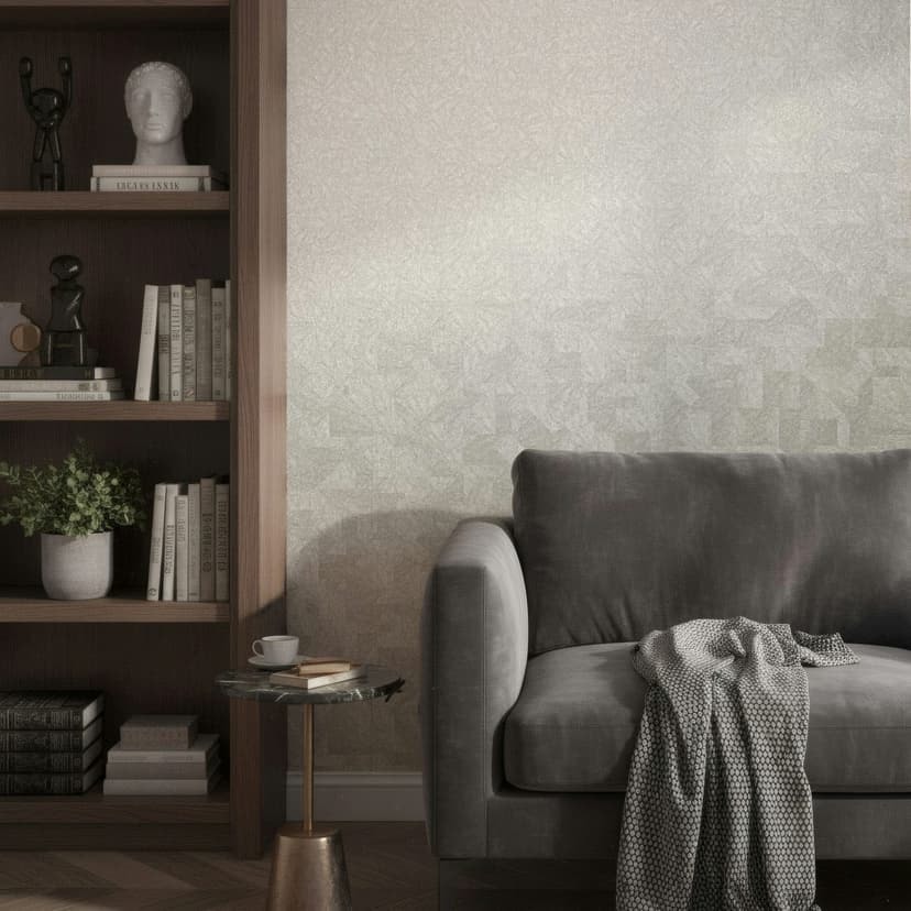 Papel pintado no tejido textura gráfica geométrica mate en gris