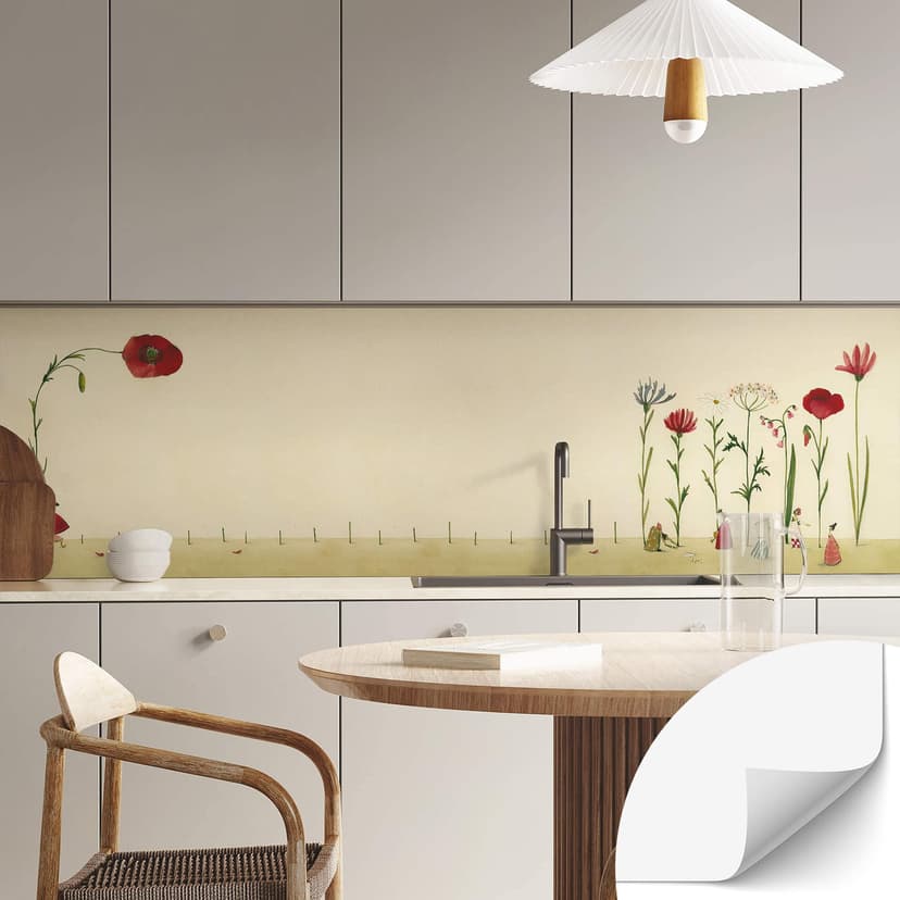 Salpicadero de cocina autoadhesivo Leffler - semillas de flores