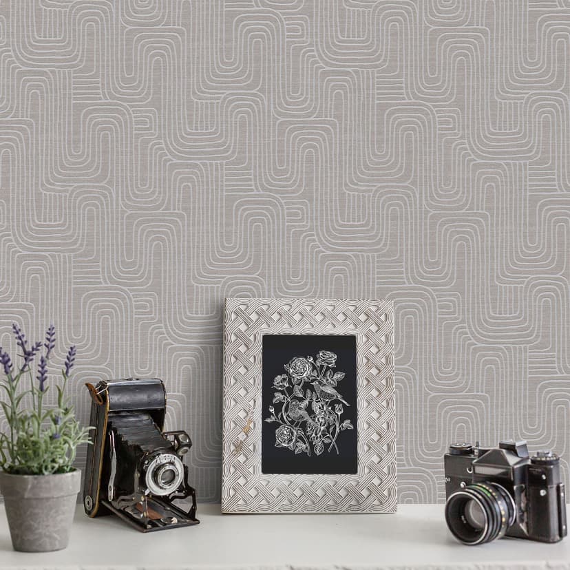 Papel pintado gráfico Opus gris