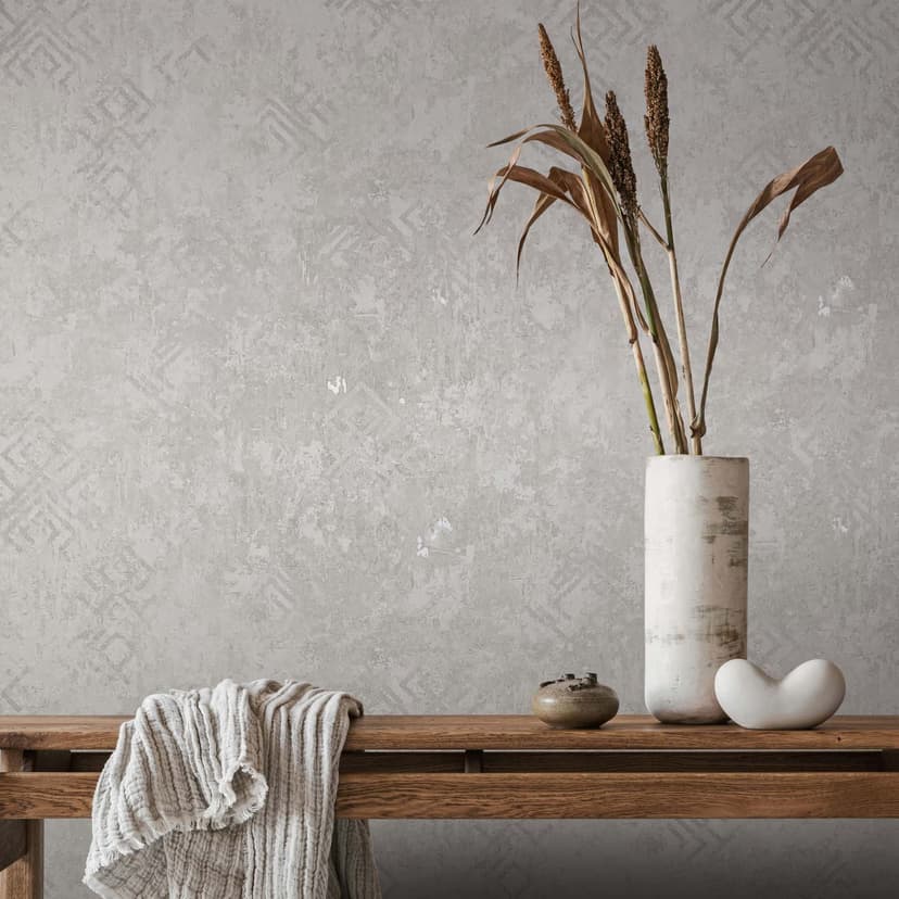 Papel pintado no tejido aspecto hormigón gráfico moderno en gris