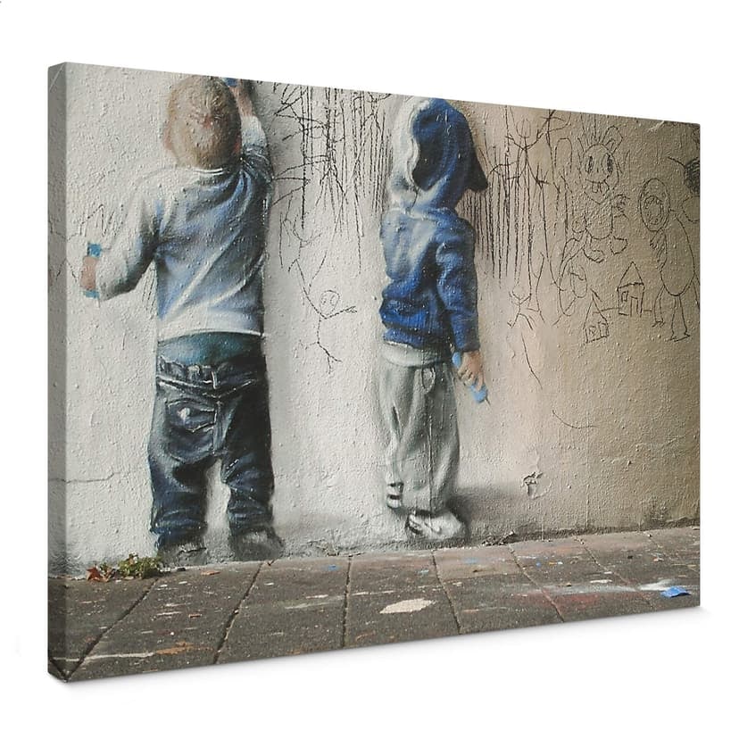 Lienzo Banksy - Dibujo de niños
