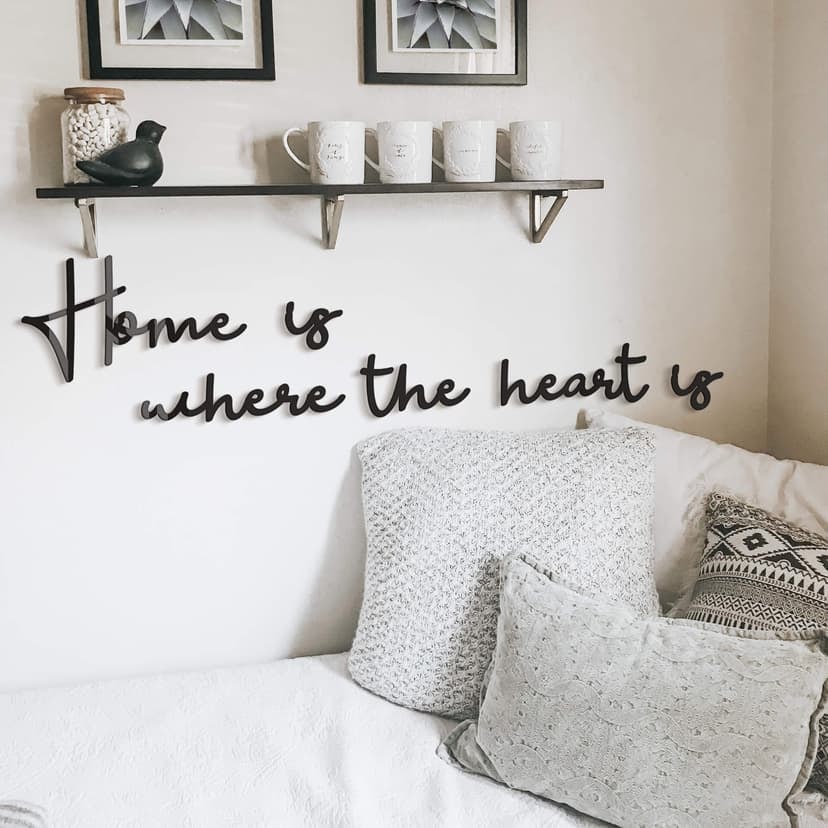 Letras acrílicas Home is where the heart is (6 piezas)
