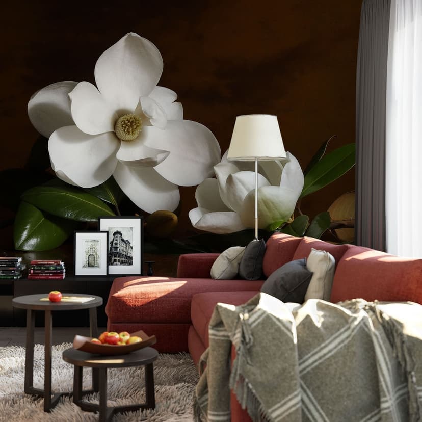 Fotomural rama de magnolia con hojas
