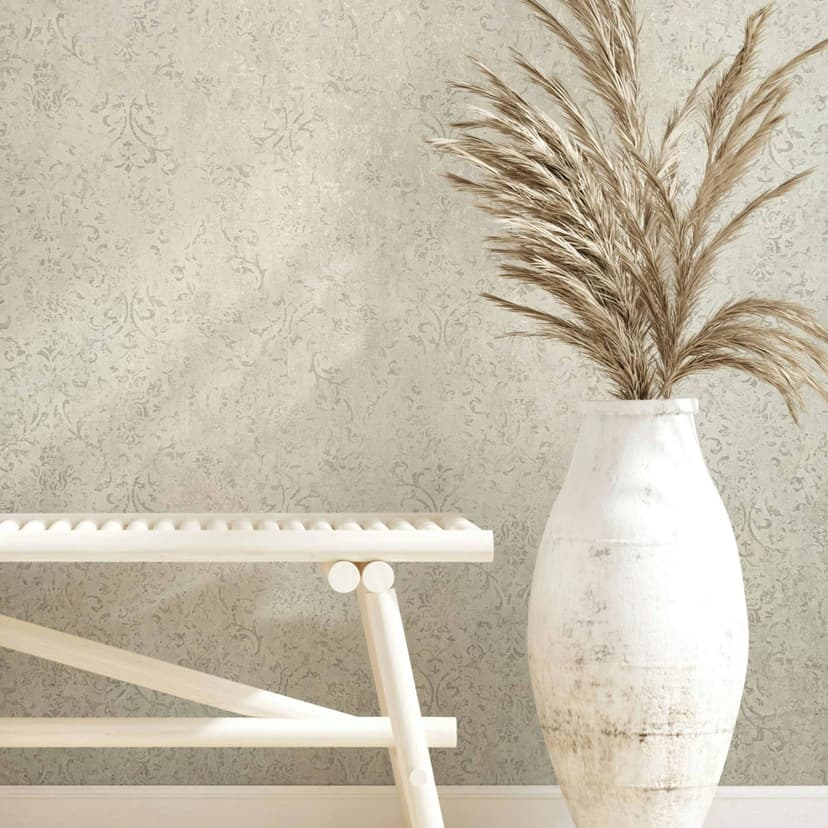 Papel pintado no tejido con ornamento blanco aspecto hormigón