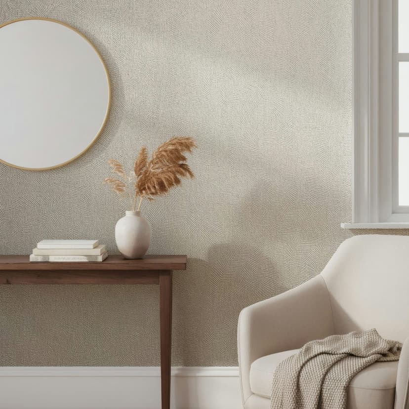 Papel pintado no tejido textura yeso aspecto liso mate en beige