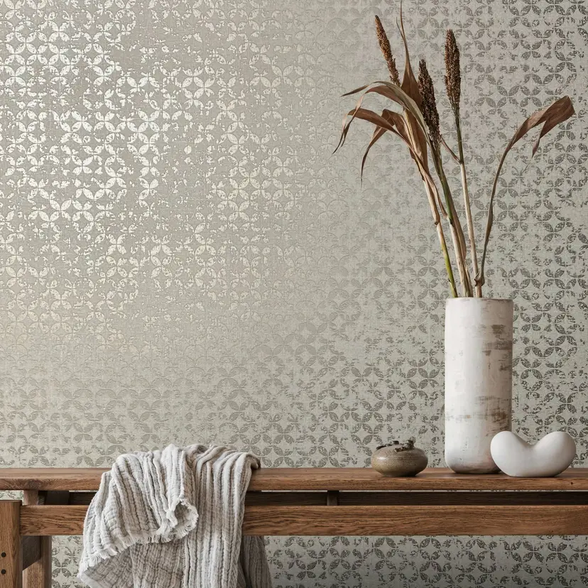 Papel pintado no tejido de estrellas estilo ornamental gráfico gris