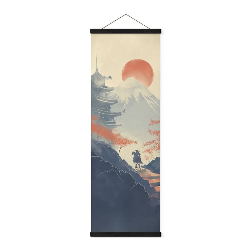 Póster de tela Amanecer sobre la Pagoda - Roze | Vintage Art Japan - Panorama