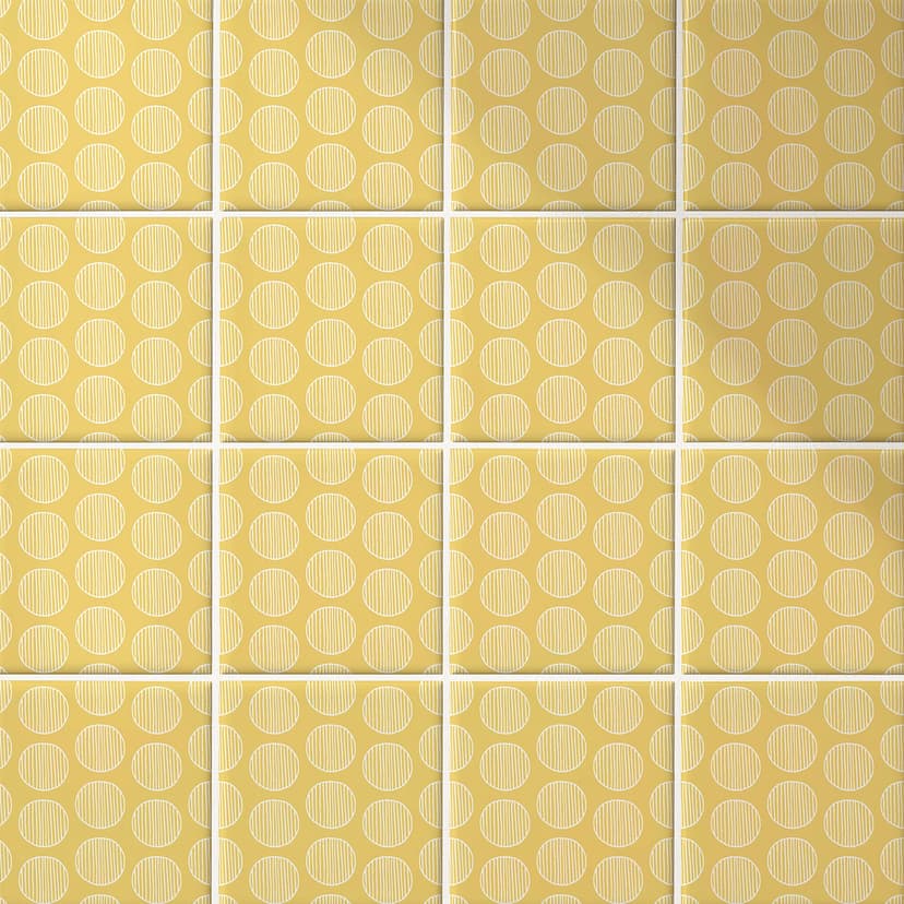 Azulejos Adhesivos Boho - círculos sol amarillo - lote de 12