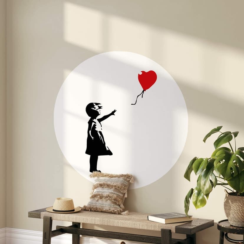 Vinilo decorativo Banksy - Chica con globo rojo - Redondo