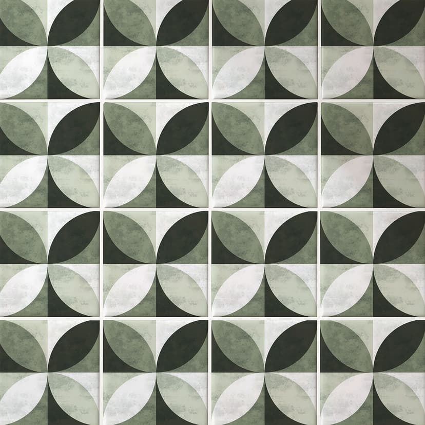 Azulejos Adhesivos Flor Abstracto - verde - lote de 12