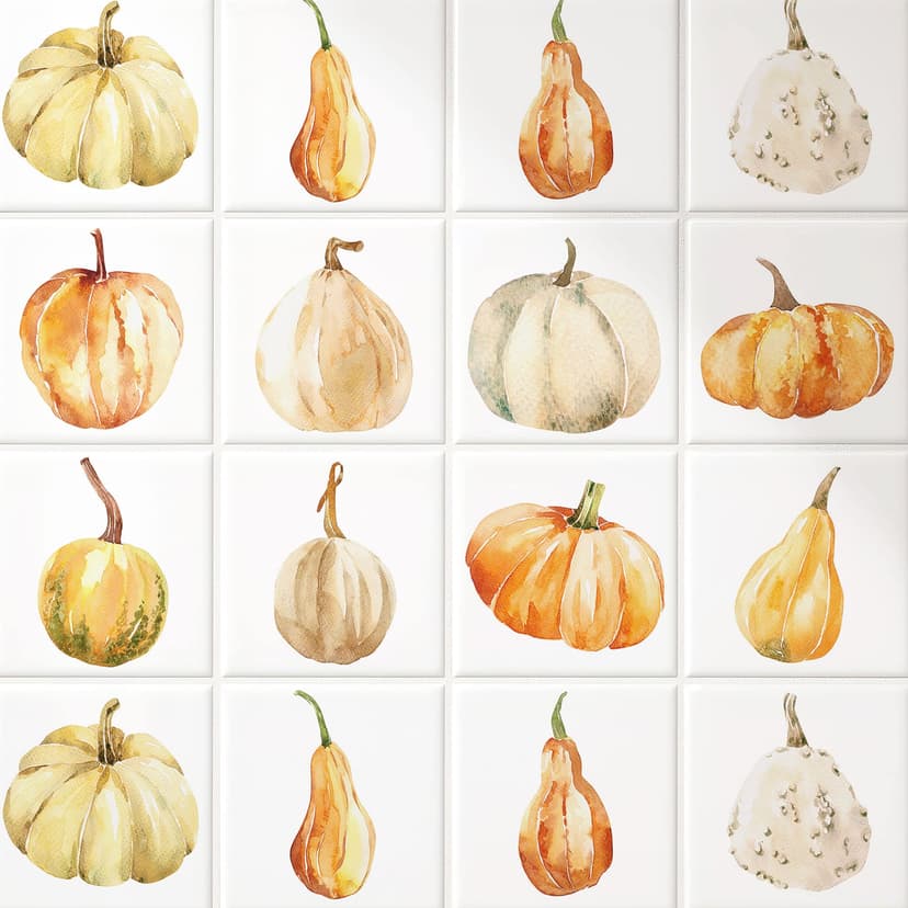 Azulejos Adhesivos Acuarela - Calabaza - Lote de 12