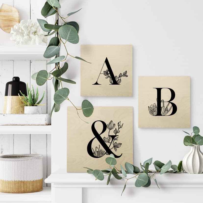 Letras de madera letras piedras alfabeto floral