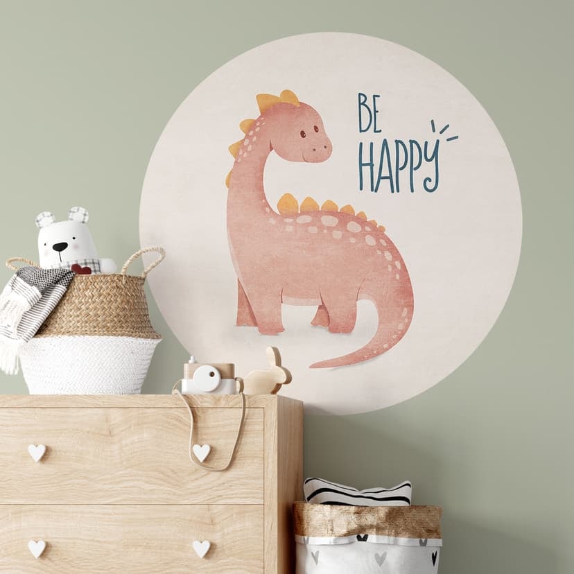 Vinilo decorativo Dino Be Happy - Braquiosaurio - Tunaboylu - Redondo